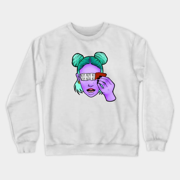 Trippy Nope Girl Crewneck Sweatshirt by ReclusiveCrafts